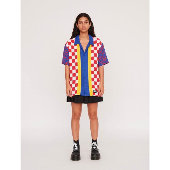 Lazy Oaf Check Please Checkerboard Bowling Shirt - Picture 1 of 6